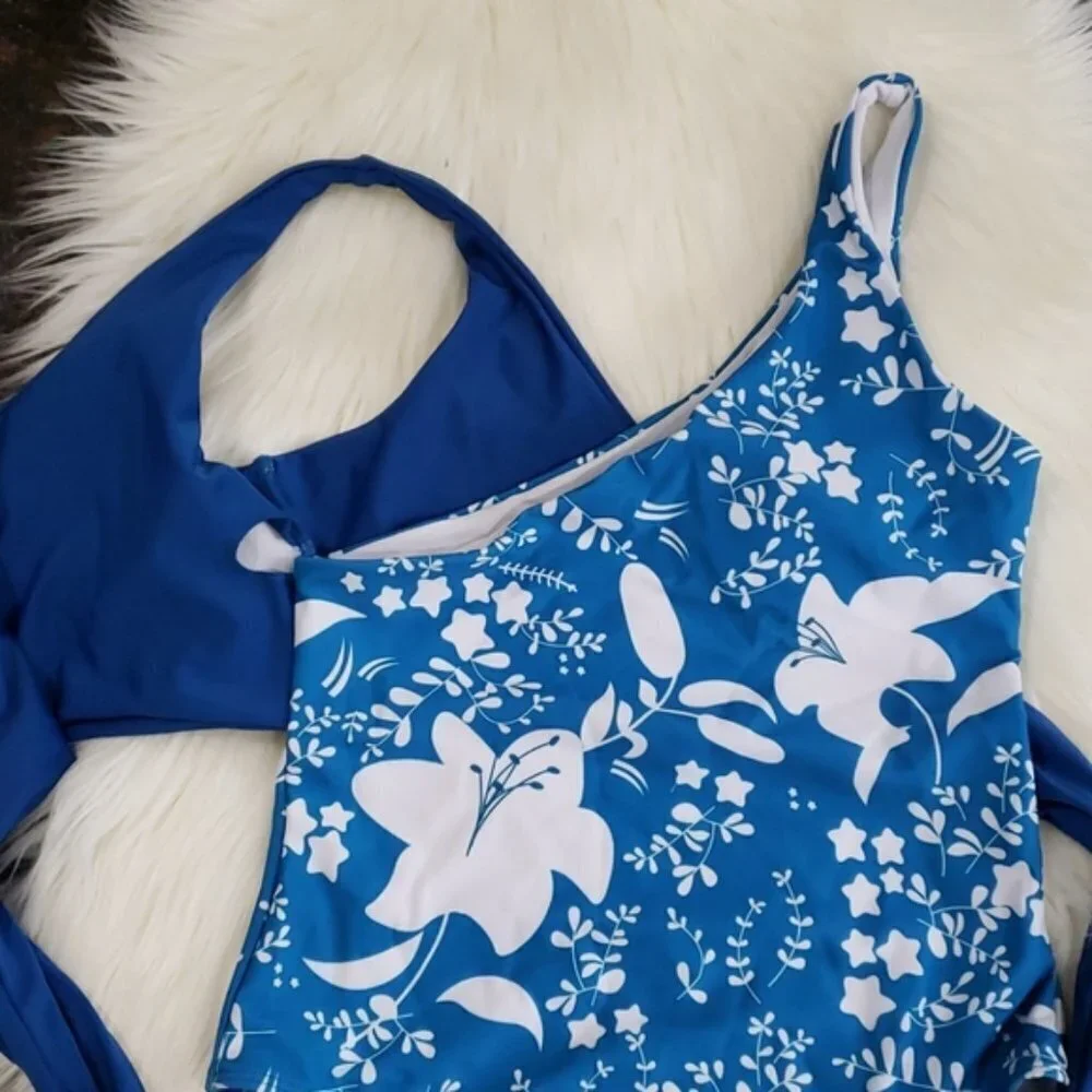 Deep V Neck Wrap Around One Piece Swimsuit